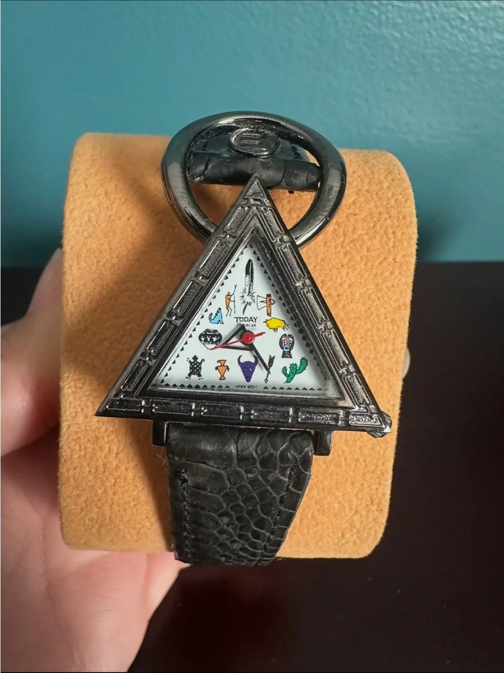 Triangular Novelty Watch with Black Strap